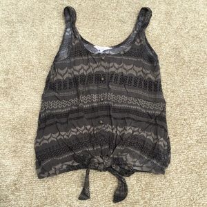 Kirra Gray Tribal Striped Tank Top